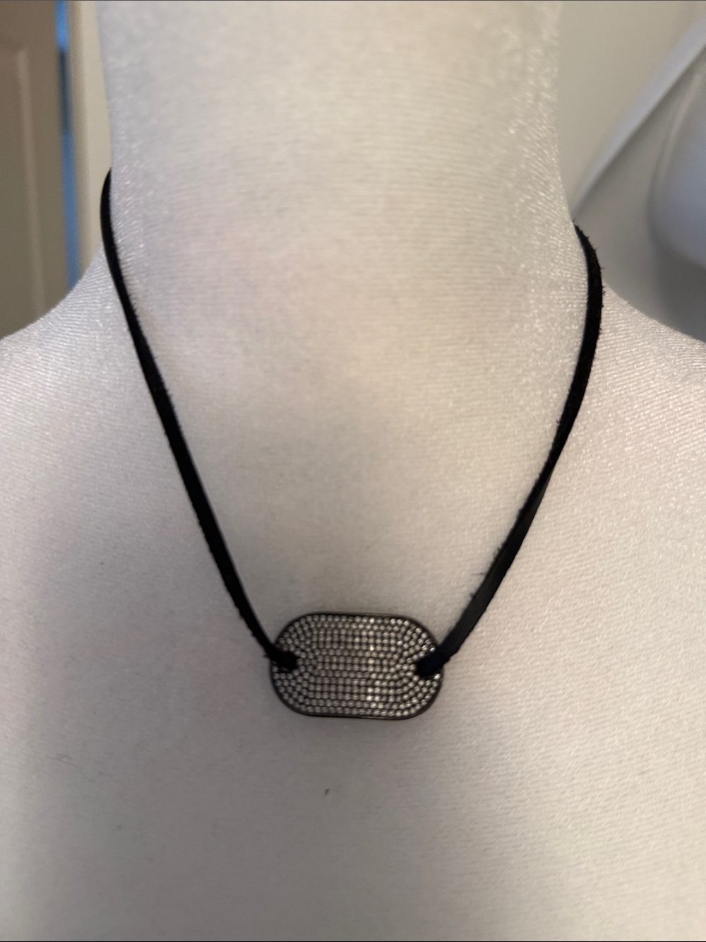 Black Pavé Disc Necklace - Women Jewelry